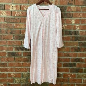 Nautica Pink & White V Neck Night Dress Pajamas